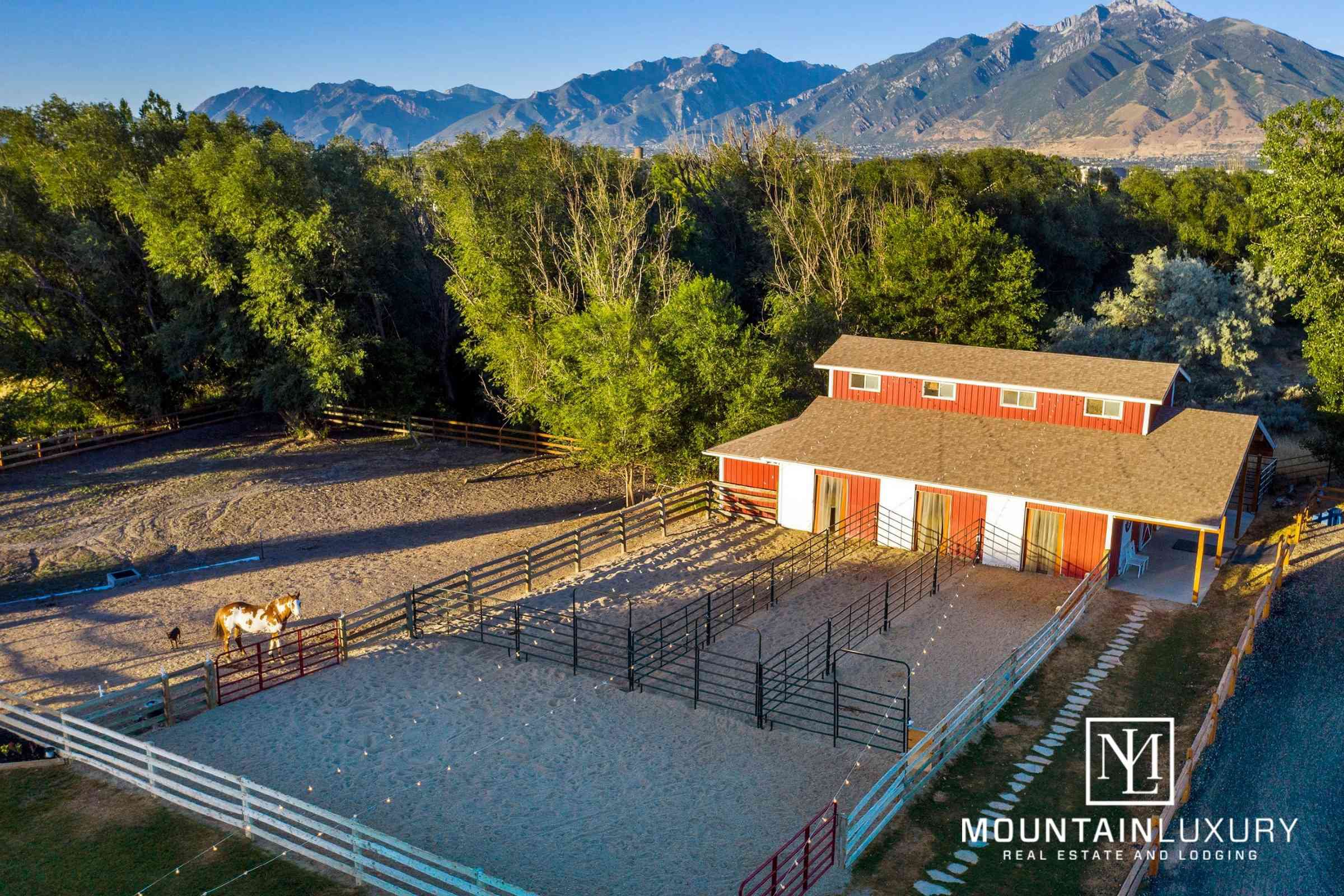 13977 S 2055 E Bluffdale drone photo of barn and horse arena